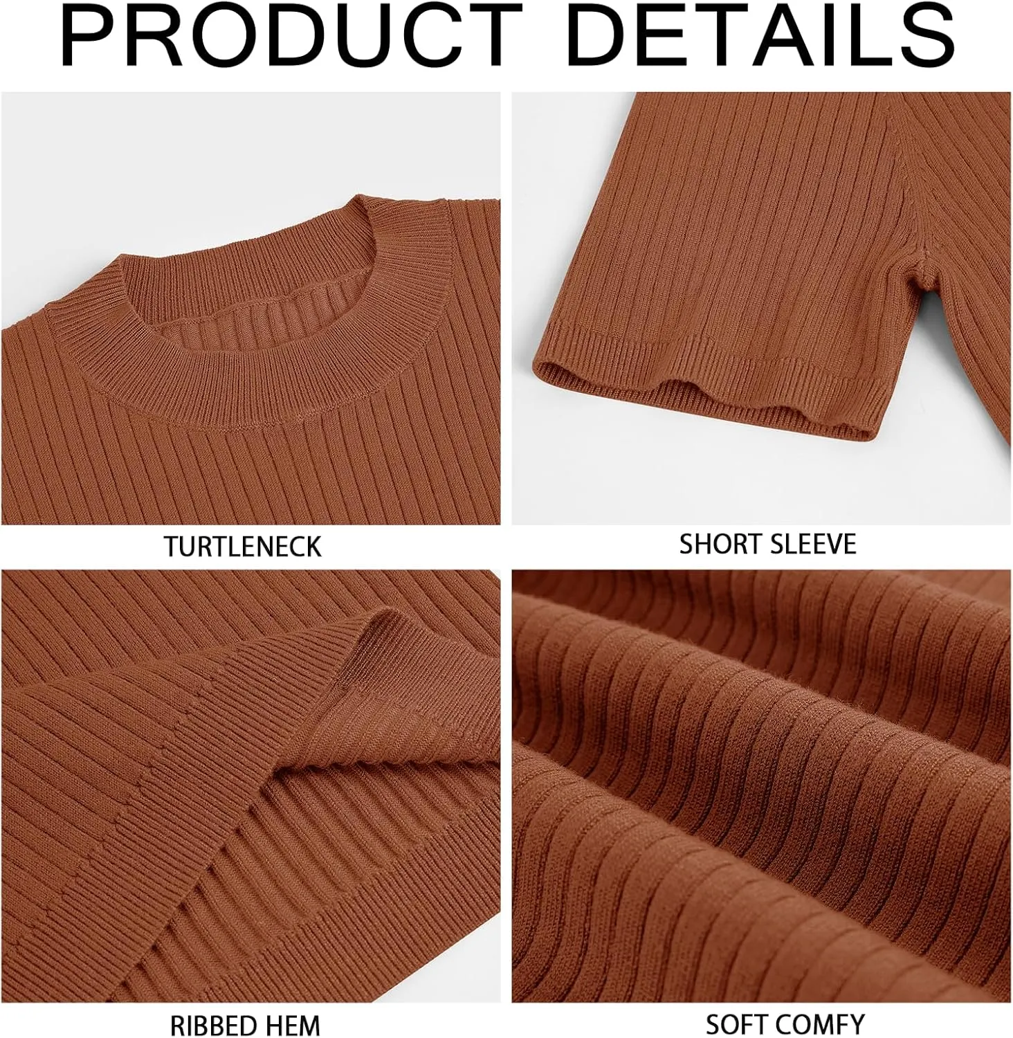 Mens Casual Slim Fit Basic Tops Short Sleeve Shirt Turtleneck T Shirts Rib Knitted Stretch Pullover Sweater
