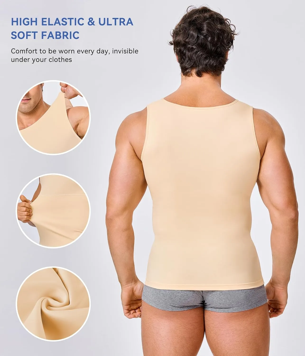 Mens Compression Shirt Slimming Body Shaper Vest Workout Tank Tops Abs Abdomen Undershirts
