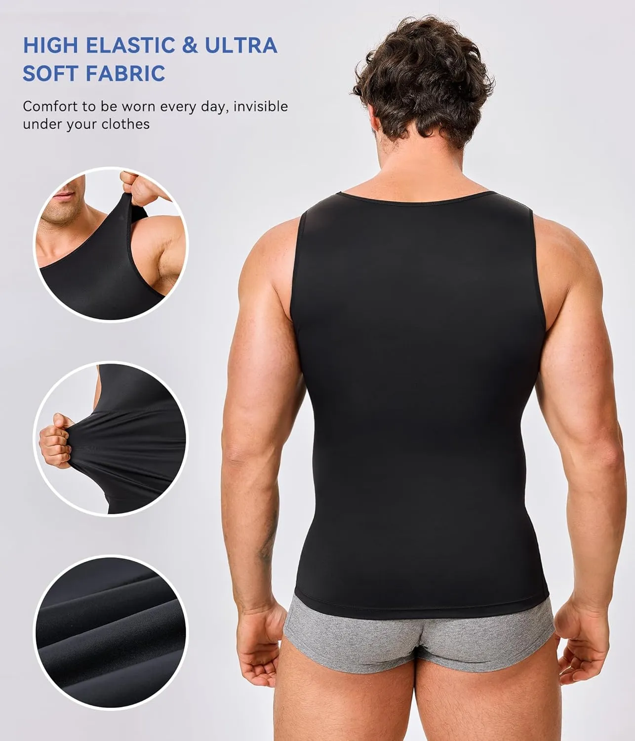 Mens Compression Shirt Slimming Body Shaper Vest Workout Tank Tops Abs Abdomen Undershirts