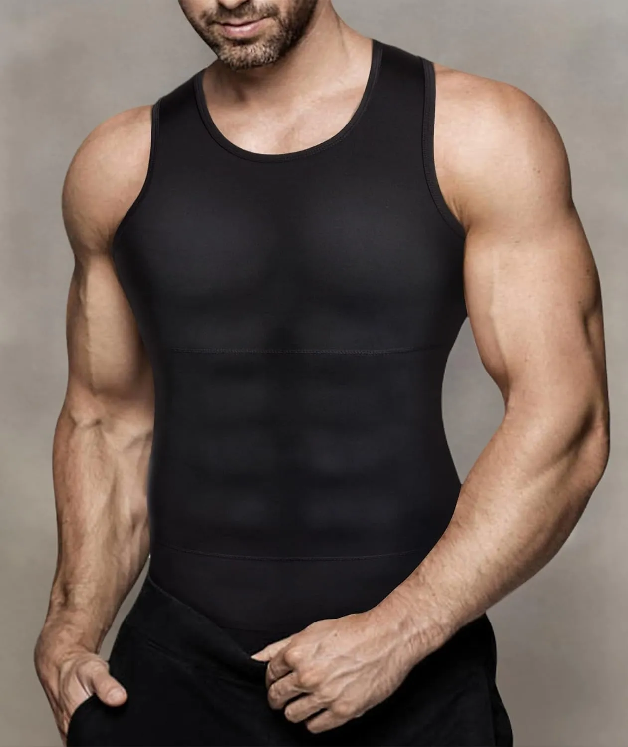 Mens Compression Shirt Slimming Body Shaper Vest Workout Tank Tops Abs Abdomen Undershirts