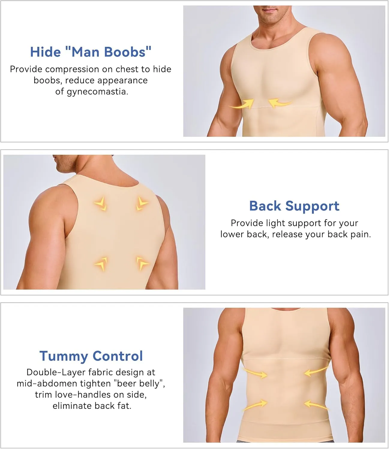 Mens Compression Shirt Slimming Body Shaper Vest Workout Tank Tops Abs Abdomen Undershirts