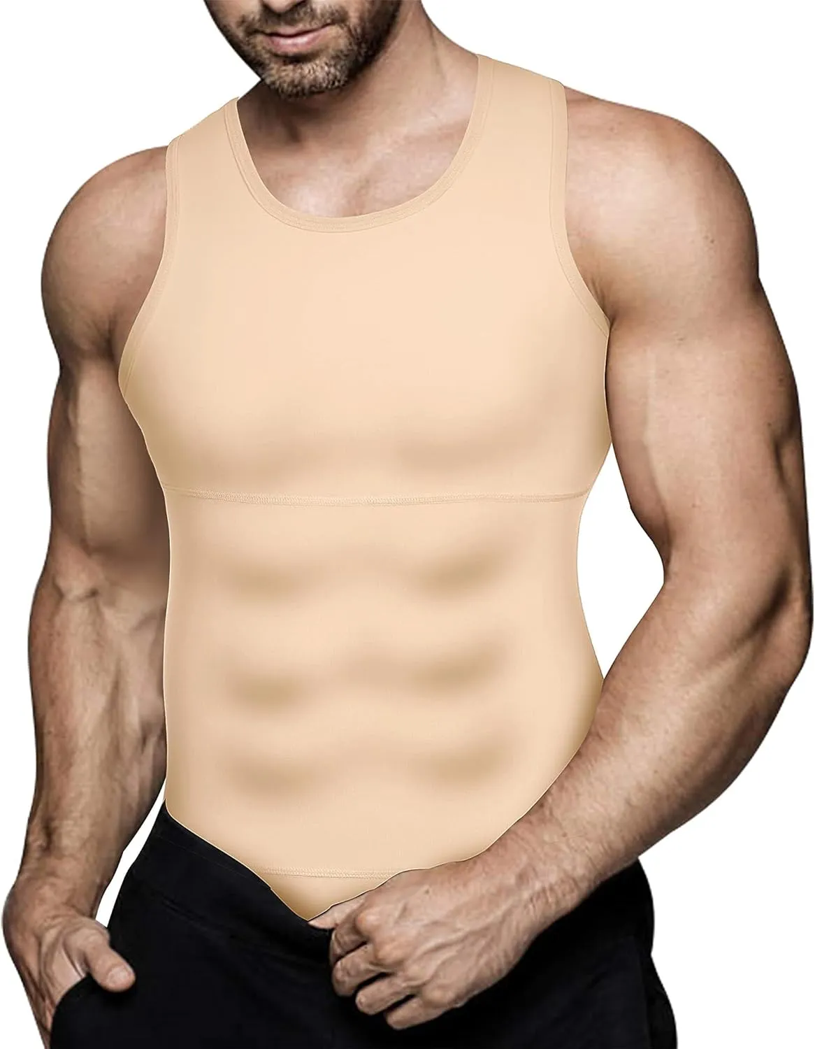 Mens Compression Shirt Slimming Body Shaper Vest Workout Tank Tops Abs Abdomen Undershirts