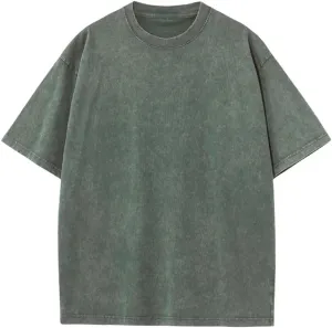Men's Cotton Oversized Acid Wash T Shirts Crew Neck Casual Basic Tee Tops Vintage Short Sleeve