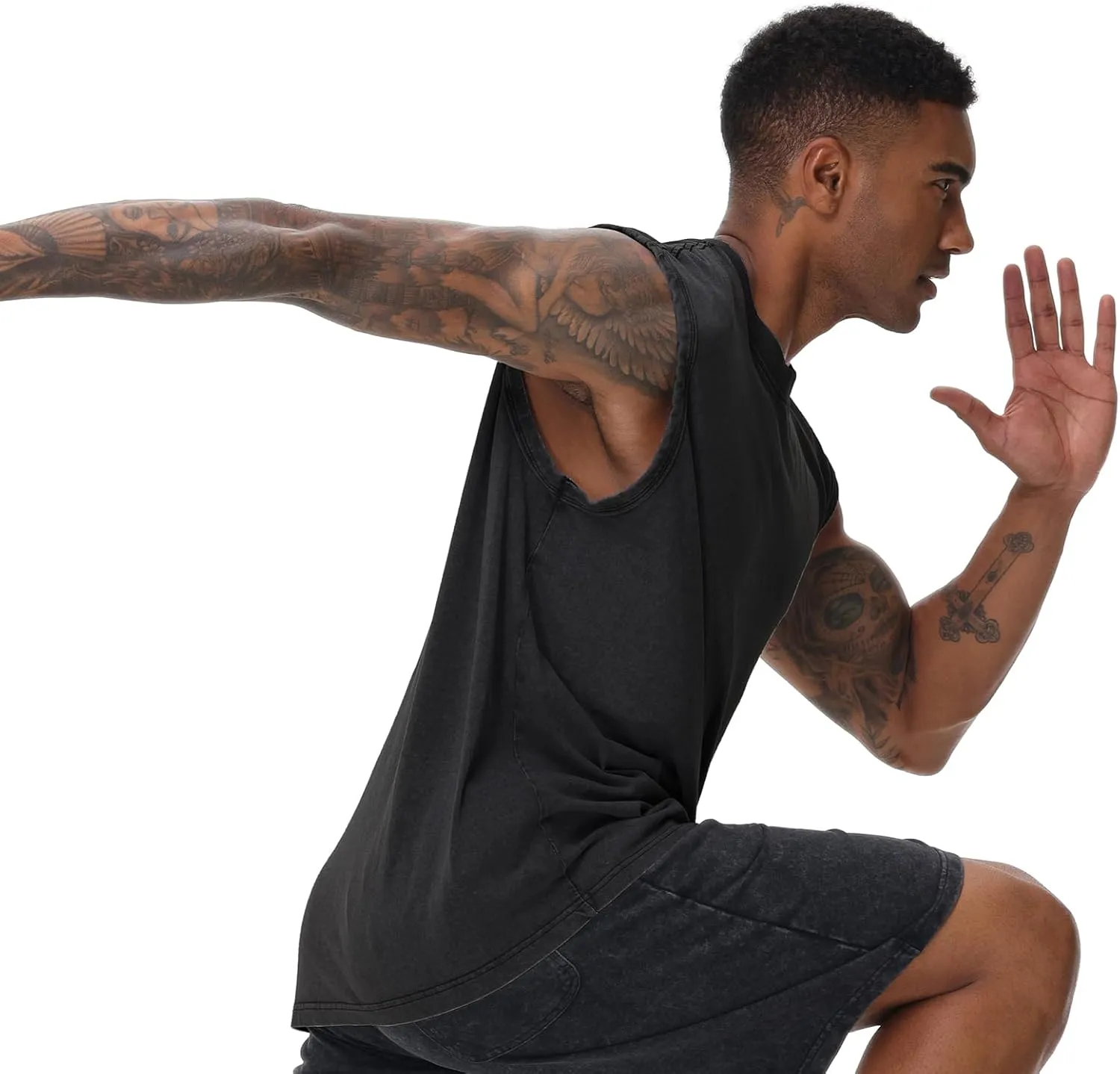 Mens Cotton Sleeveless Tank Tops Cut Off Muscle Gym T Shirts Running Beach Loose Fit Tees