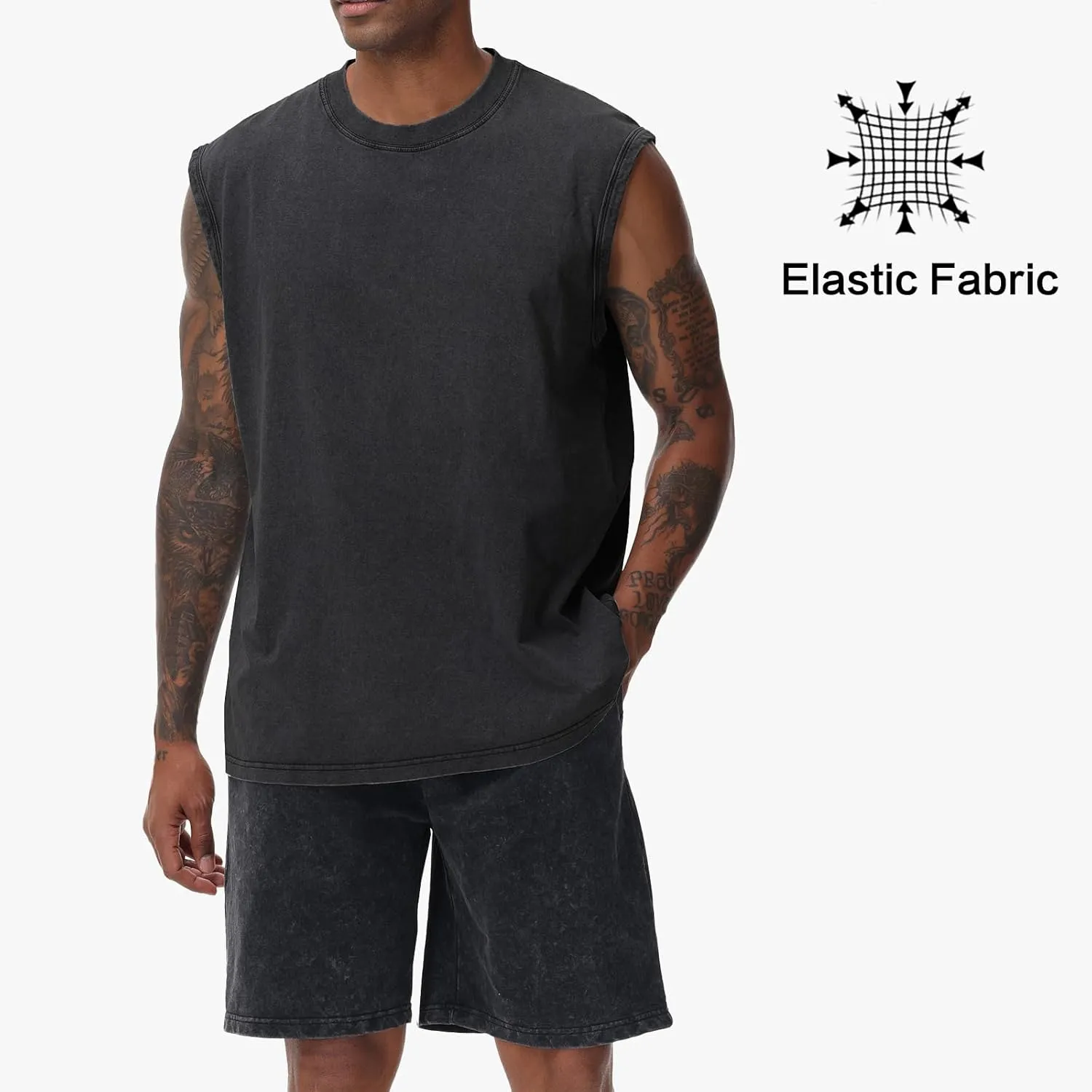 Mens Cotton Sleeveless Tank Tops Cut Off Muscle Gym T Shirts Running Beach Loose Fit Tees