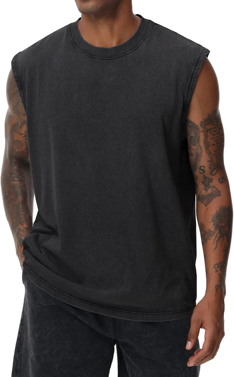 Mens Cotton Sleeveless Tank Tops Cut Off Muscle Gym T Shirts Running Beach Loose Fit Tees