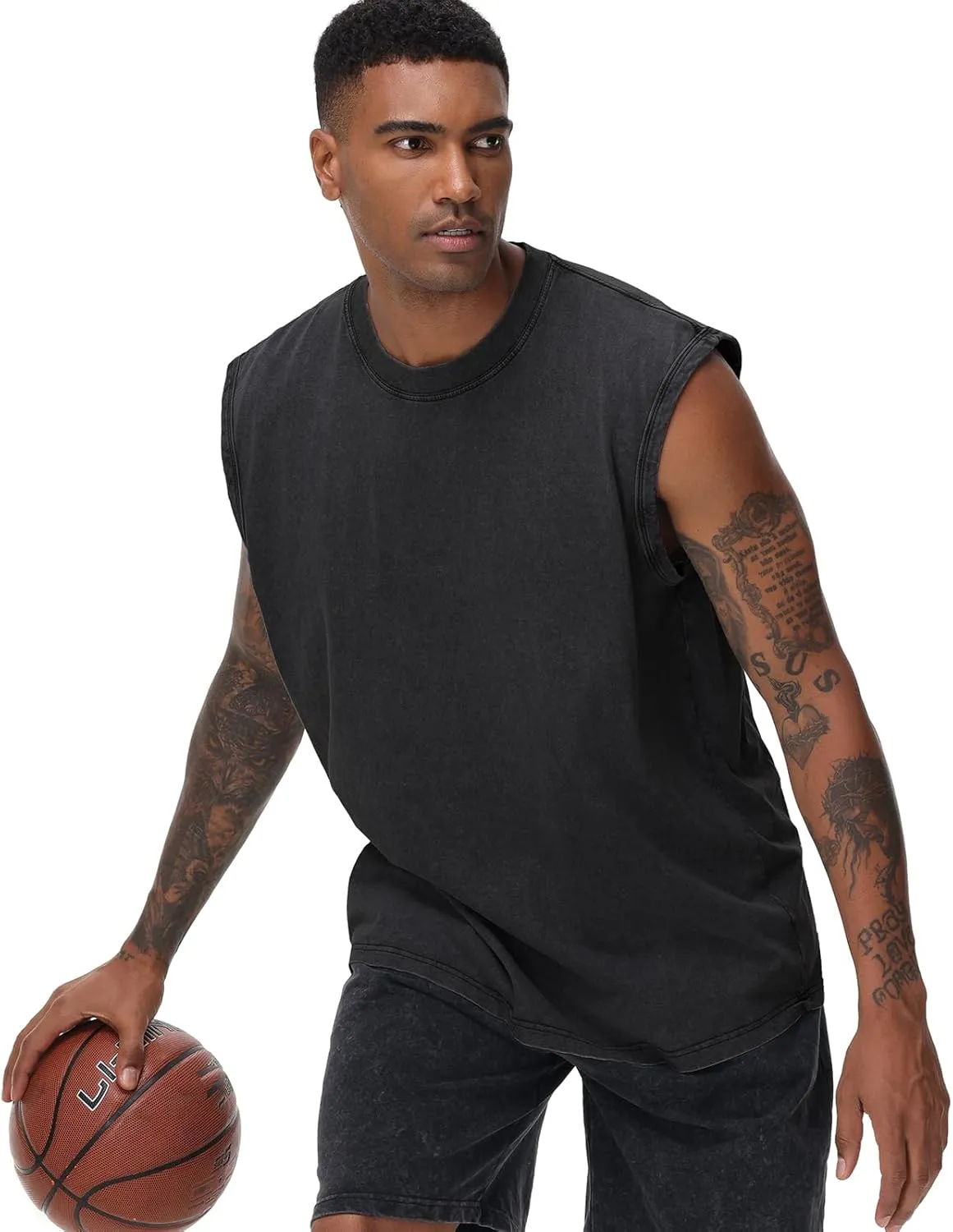 Mens Cotton Sleeveless Tank Tops Cut Off Muscle Gym T Shirts Running Beach Loose Fit Tees