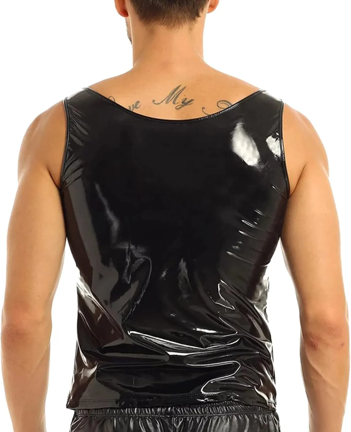 Mens Fashion Casual Solid Color Leather Sexy Coat Sexy Leather Coat Clothes Vest Top Flower Power Shirt