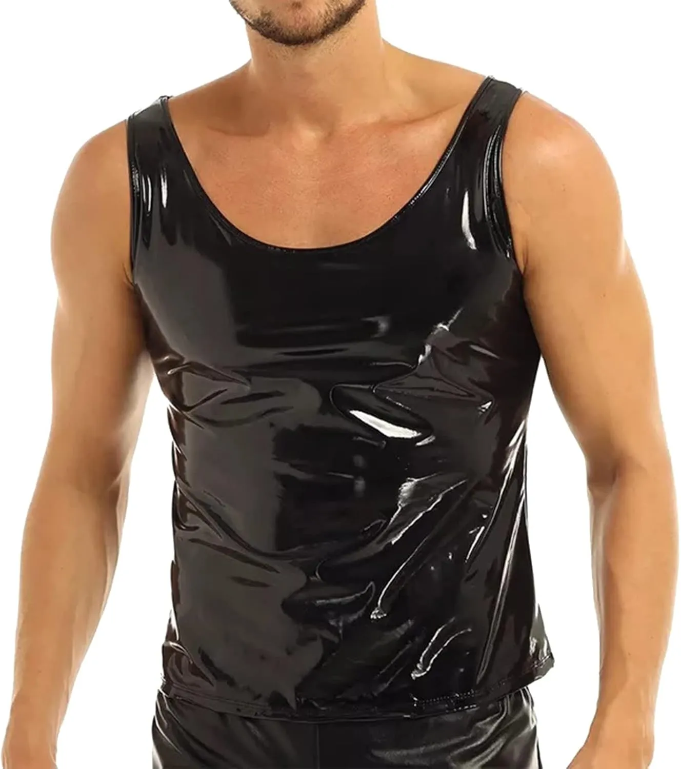 Mens Fashion Casual Solid Color Leather Sexy Coat Sexy Leather Coat Clothes Vest Top Flower Power Shirt