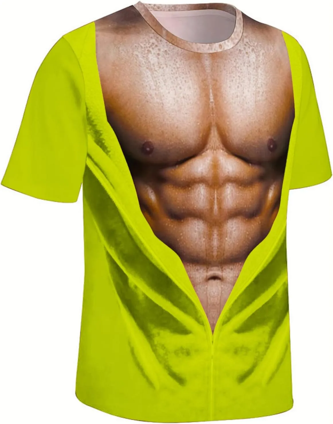 Mens Funny T Shirts Summer Casual Short Sleeve Crewneck 3D Fake Abs Print Tees Muscle Tshirts Novelty Ugly