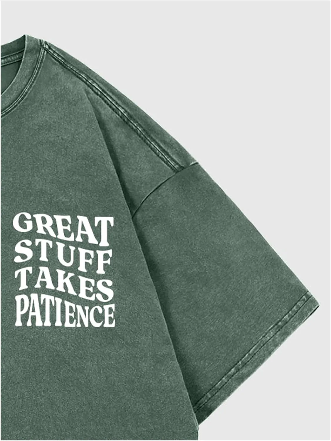 Men's Graphic Letter Print Vintage Tees Baggy Drop Shoulder Crew Neck Short Sleeve Streetwear T Shirts