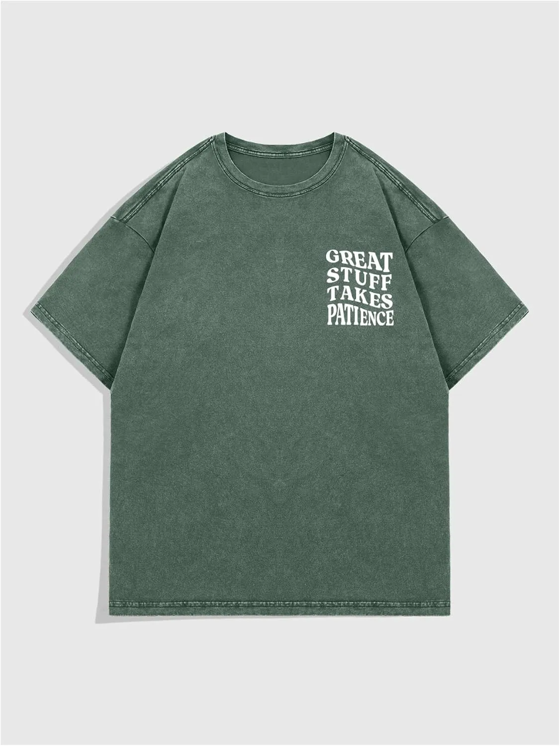 Men's Graphic Letter Print Vintage Tees Baggy Drop Shoulder Crew Neck Short Sleeve Streetwear T Shirts