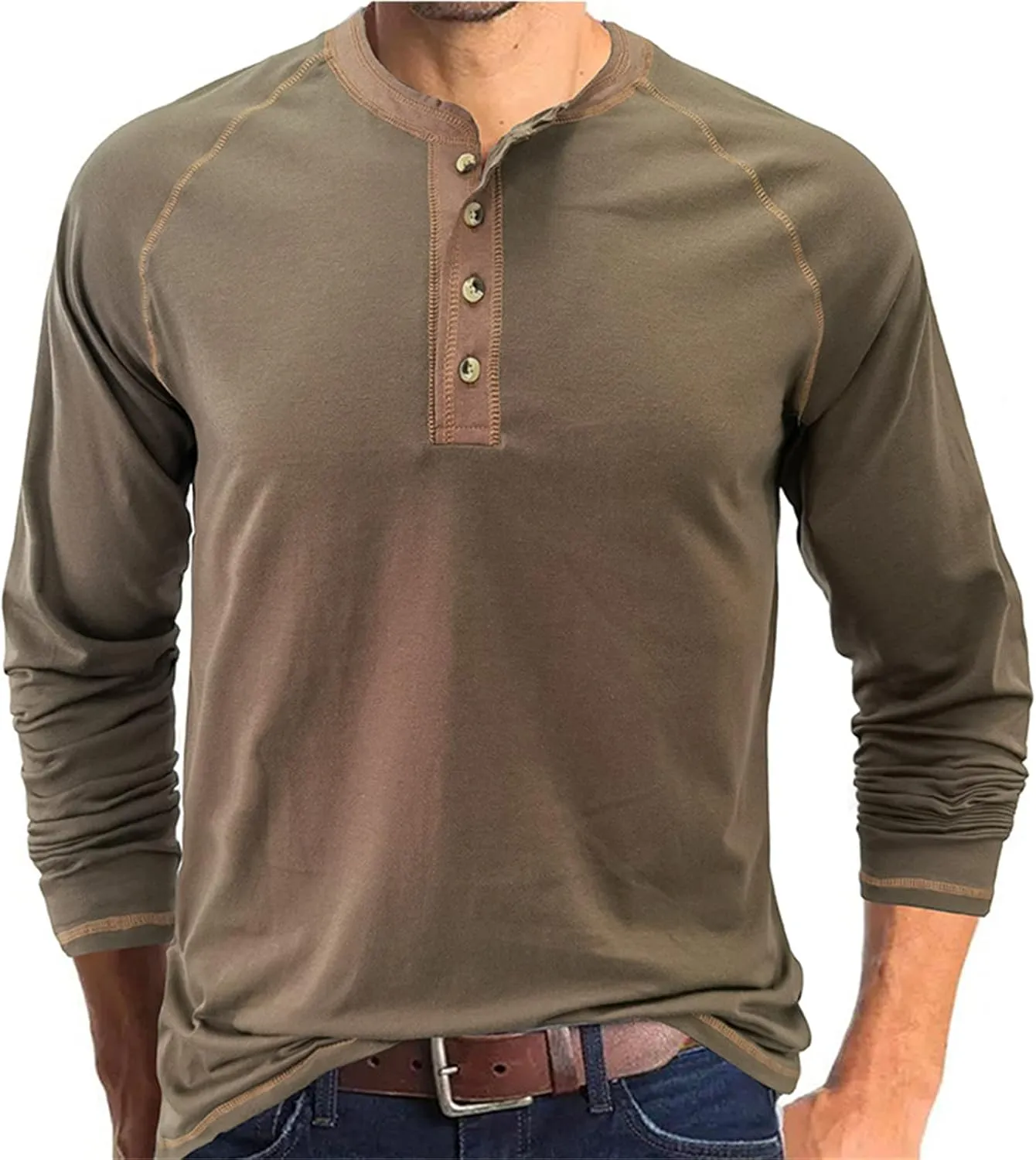 Men's Henley Shirt Long Sleeve Thermal Underwear Henley Top Casual Slim Fit Lightweight 5 Button T Shirts
