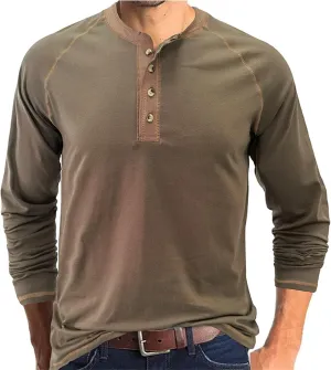Men's Henley Shirt Long Sleeve Thermal Underwear Henley Top Casual Slim Fit Lightweight 5 Button T Shirts