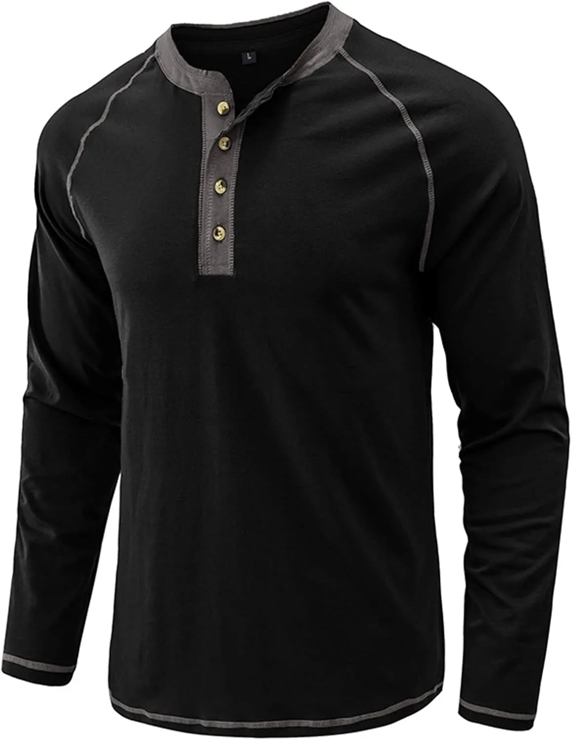 Men's Henley Shirt Long Sleeve Thermal Underwear Henley Top Casual Slim Fit Lightweight 5 Button T Shirts