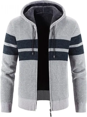 Mens Hoodies,Men's Open Front Cardigan Sweater Full Zip Up Stitching Hooded Cable Knitted Sweatshirts Winter Coats Top
