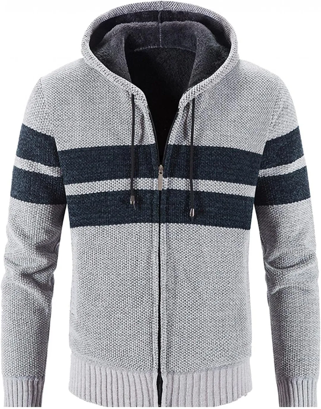 Mens Hoodies,Men's Open Front Cardigan Sweater Full Zip Up Stitching Hooded Cable Knitted Sweatshirts Winter Coats Top