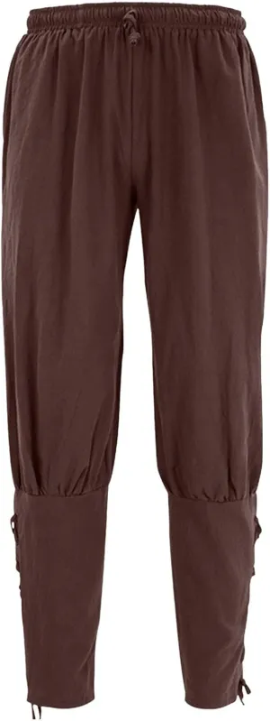 Mens Pirate Costume Pants Medieval Renaissance Viking Ankle Banded Pants Navigator Halloween Gothic Costume Trousers
