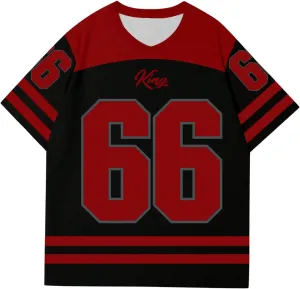 Men's Plus Size Jersey T-Shirts Color Block Number Graphic Tees Short Sleeve V Neck Oversized T Shirt