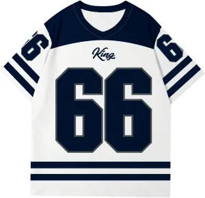 Men's Plus Size Jersey T-Shirts Color Block Number Graphic Tees Short Sleeve V Neck Oversized T Shirt