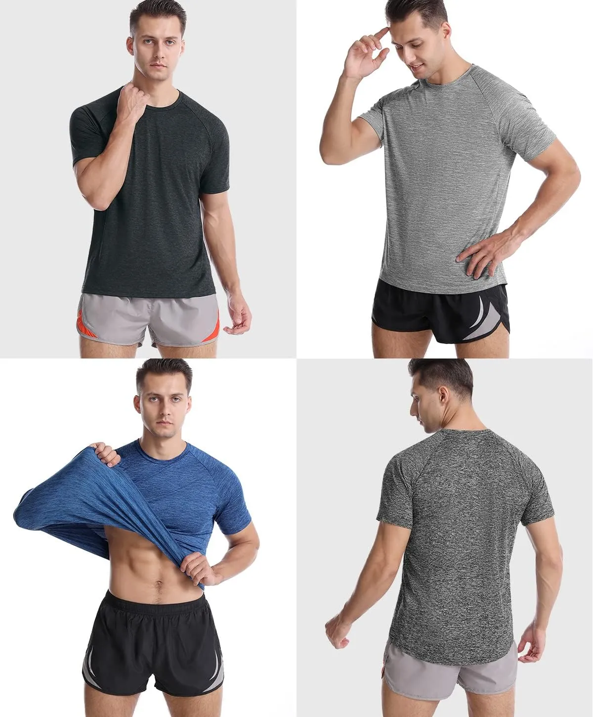 Mens Quick Dry Fit Athletic Workout Gym Running Tshirt Active Tee for Men Activewear Sport Fitness Moisture Wicking Shirt