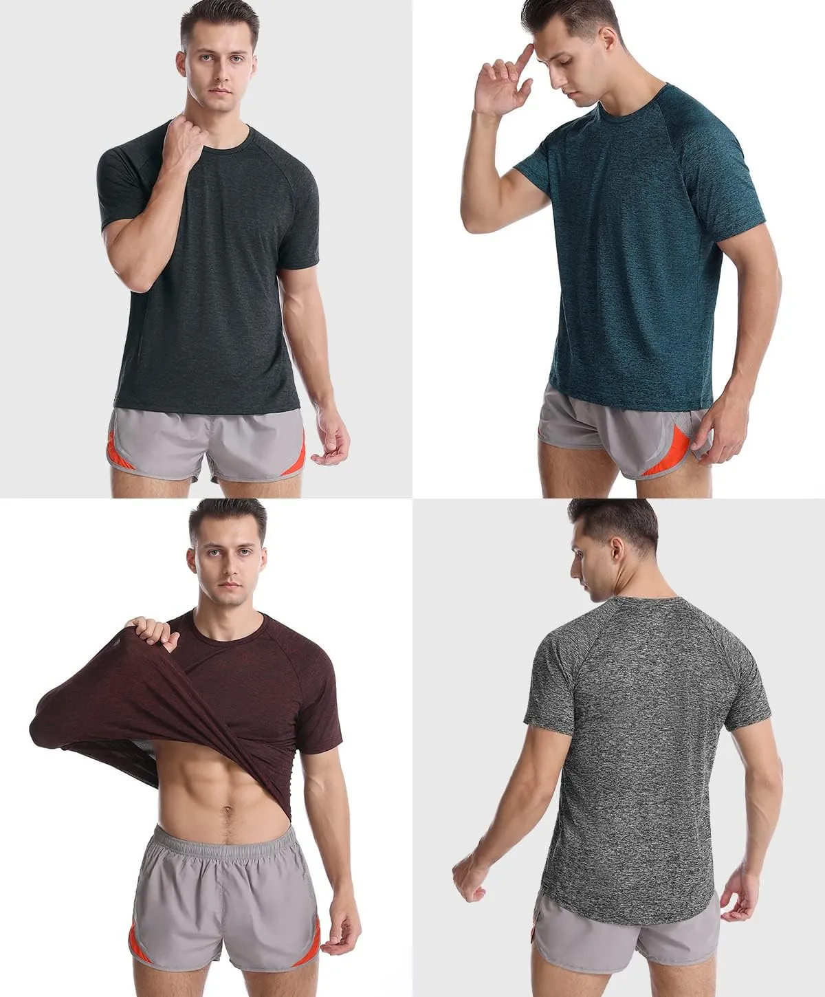 Mens Quick Dry Fit Athletic Workout Gym Running Tshirt Active Tee for Men Activewear Sport Fitness Moisture Wicking Shirt