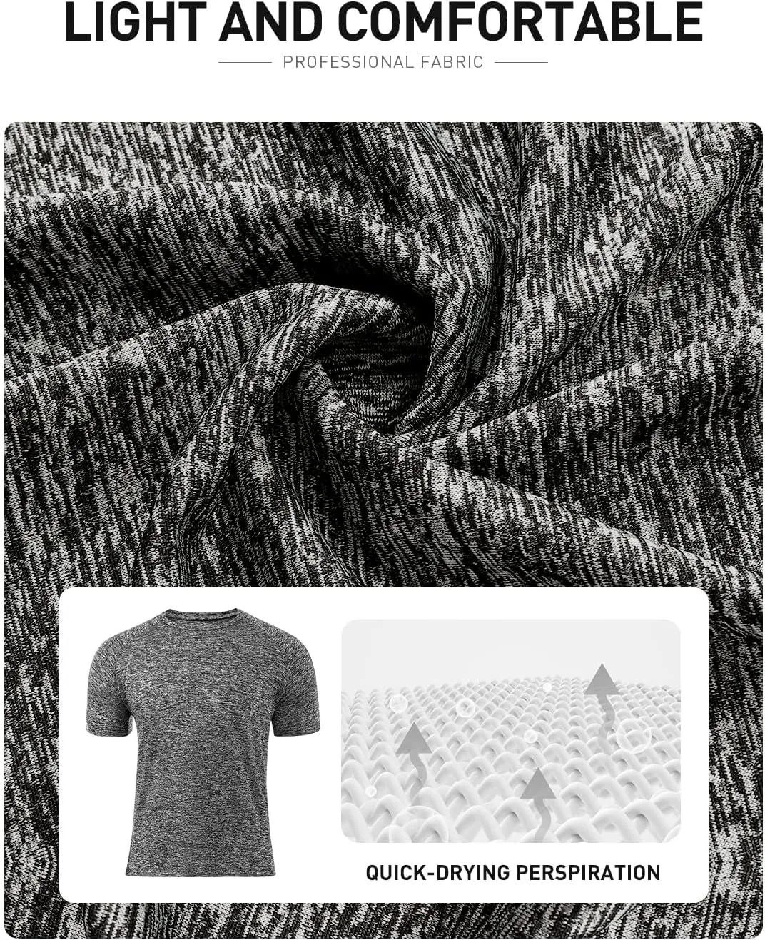 Mens Quick Dry Fit Athletic Workout Gym Running Tshirt Active Tee for Men Activewear Sport Fitness Moisture Wicking Shirt