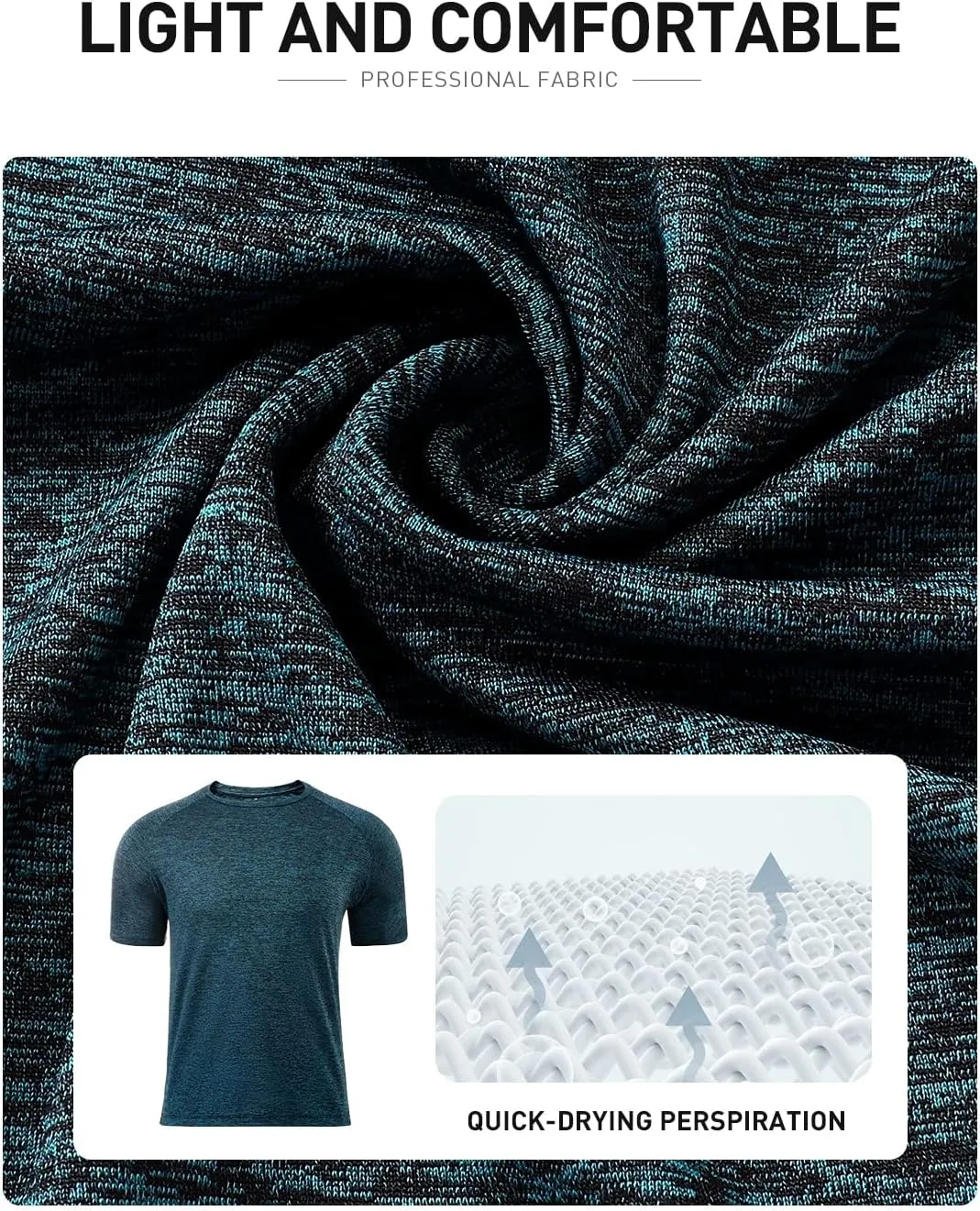 Mens Quick Dry Fit Athletic Workout Gym Running Tshirt Active Tee for Men Activewear Sport Fitness Moisture Wicking Shirt