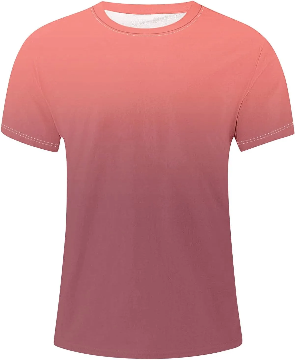 Mens Summer Shirt Causal Short Sleeve Gradient Color Fashion Top Lightweight Crewneck Shirts Gym Workout Pullover