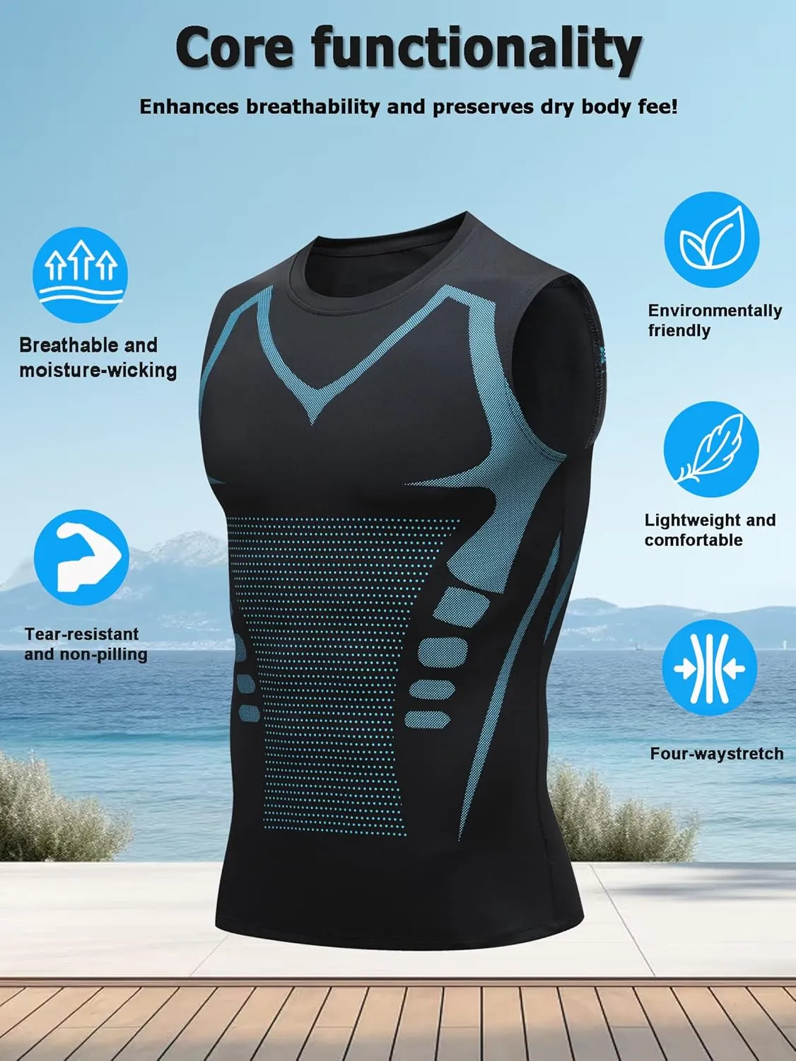 Mens Tank Tops,Sport Running Dry Fit Gym Shirt, Wicking Athletic Mesh Breathable Muscle Tee Workout Sleeveless Shirts