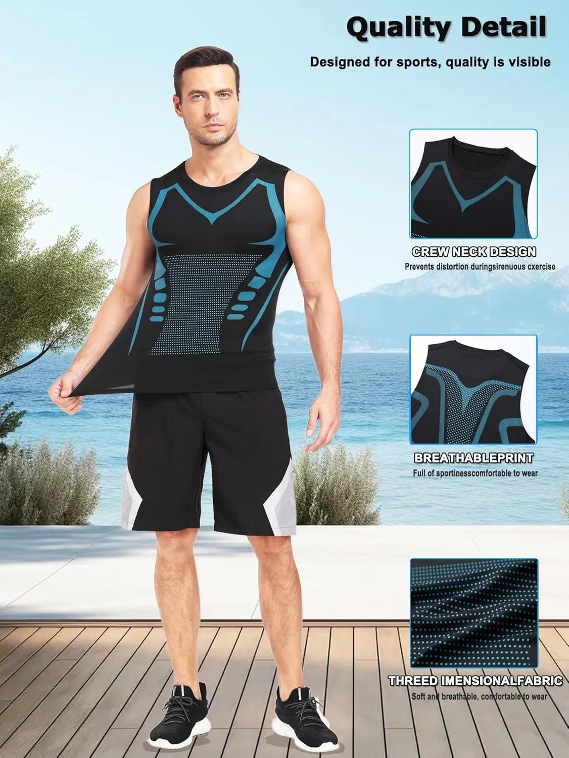 Mens Tank Tops,Sport Running Dry Fit Gym Shirt, Wicking Athletic Mesh Breathable Muscle Tee Workout Sleeveless Shirts