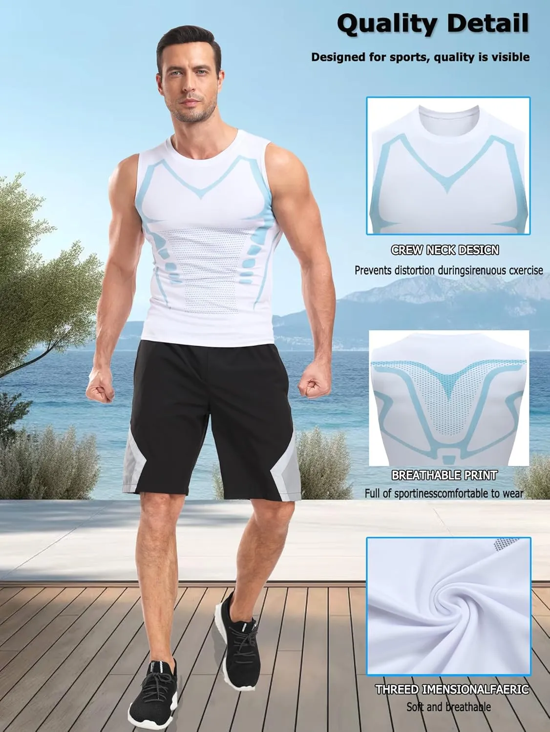 Mens Tank Tops,Sport Running Dry Fit Gym Shirt, Wicking Athletic Mesh Breathable Muscle Tee Workout Sleeveless Shirts