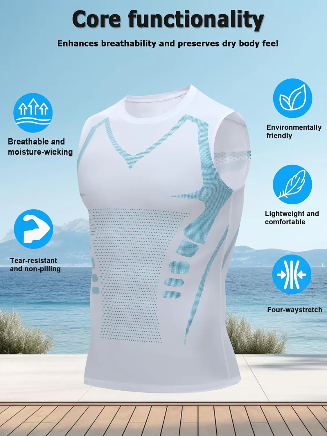 Mens Tank Tops,Sport Running Dry Fit Gym Shirt, Wicking Athletic Mesh Breathable Muscle Tee Workout Sleeveless Shirts