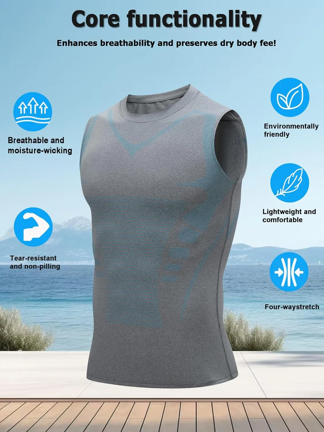 Mens Tank Tops,Sport Running Dry Fit Gym Shirt, Wicking Athletic Mesh Breathable Muscle Tee Workout Sleeveless Shirts