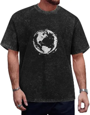 Mens Washed T-Shirts Retro Graphic Printed Tees Short Sleeve Crewneck Oversized Loose Fit Shirt Top for Men