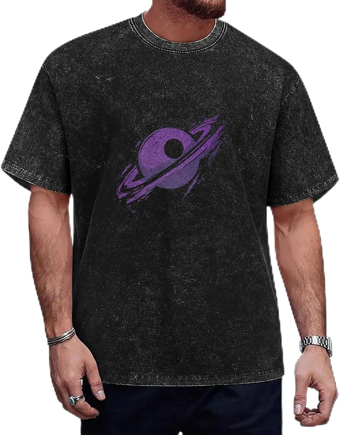 Mens Washed T-Shirts Retro Graphic Printed Tees Short Sleeve Crewneck Oversized Loose Fit Shirt Top for Men