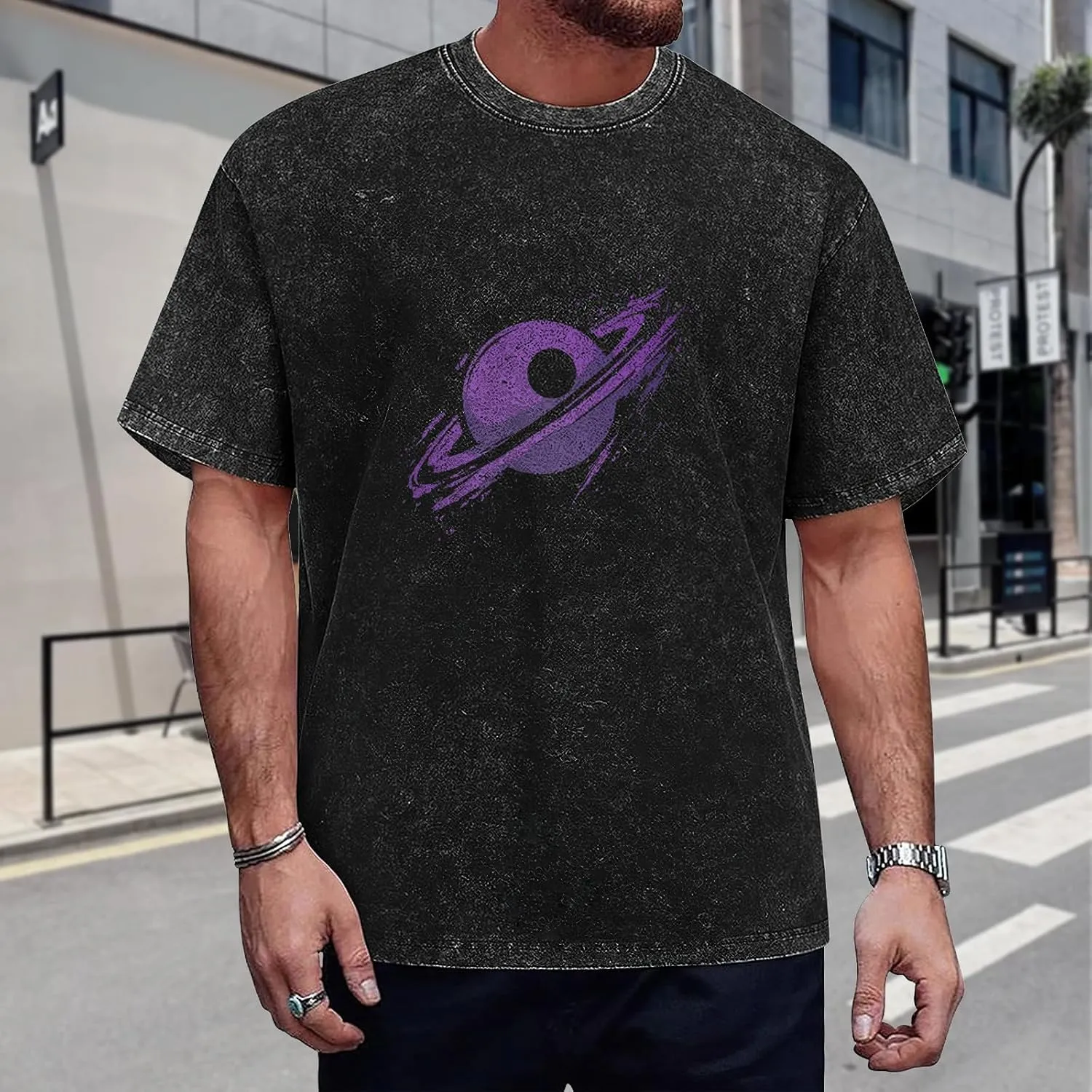 Mens Washed T-Shirts Retro Graphic Printed Tees Short Sleeve Crewneck Oversized Loose Fit Shirt Top for Men