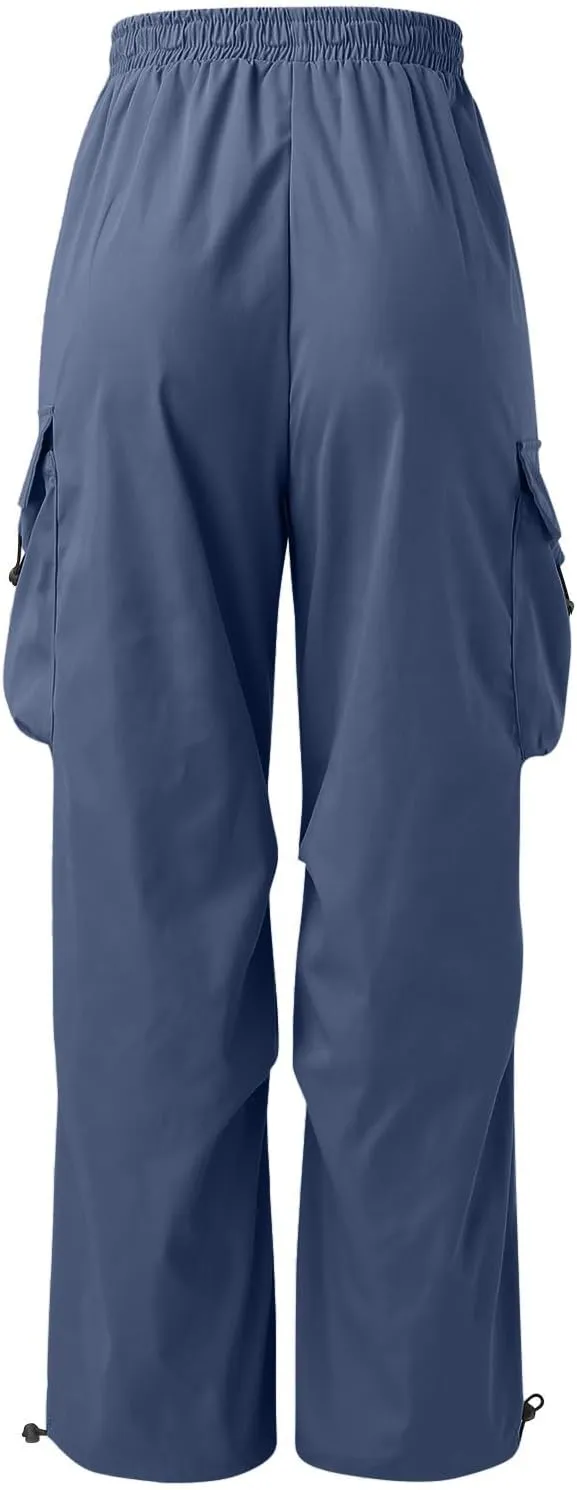 Mens Work Cargo Pant Wide Leg Casual Joggers Drawstring Waist Cargo Work Pants Multi Pockets
