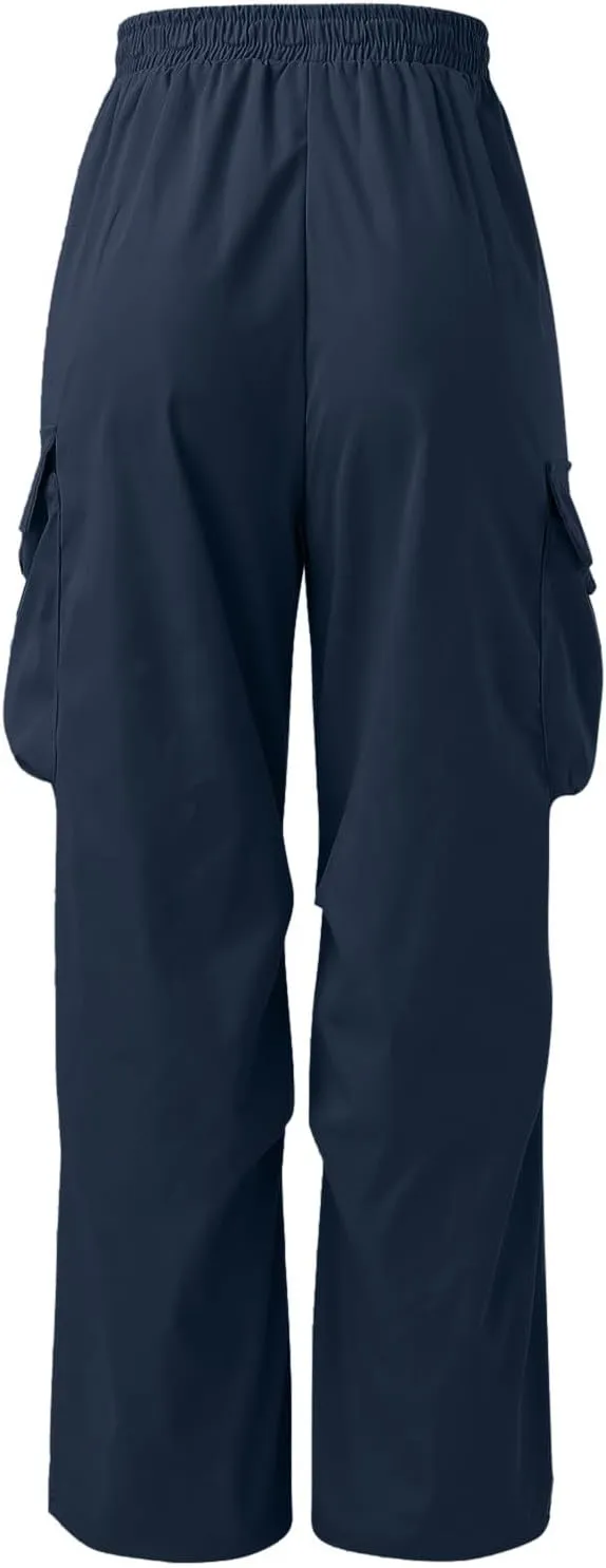Mens Work Cargo Pant Wide Leg Casual Joggers Drawstring Waist Cargo Work Pants Multi Pockets