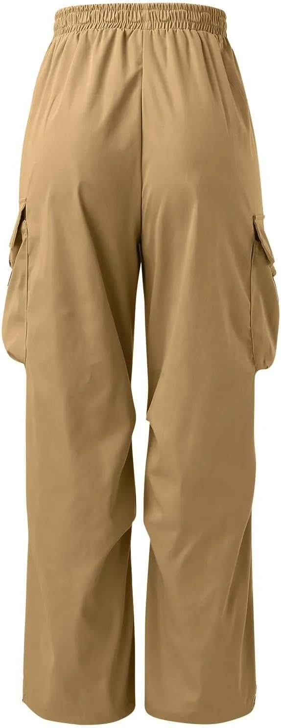 Mens Work Cargo Pant Wide Leg Casual Joggers Drawstring Waist Cargo Work Pants Multi Pockets