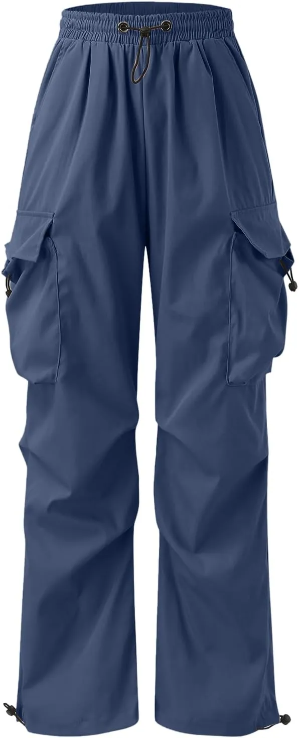 Mens Work Cargo Pant Wide Leg Casual Joggers Drawstring Waist Cargo Work Pants Multi Pockets