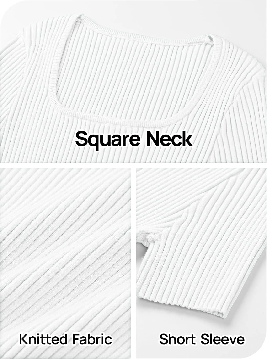 MEROKEETY Women's Summer Casual Short Sleeve T Shirts 2025 Basic Square Neck Ribbed Knit Fitted Tee Tops