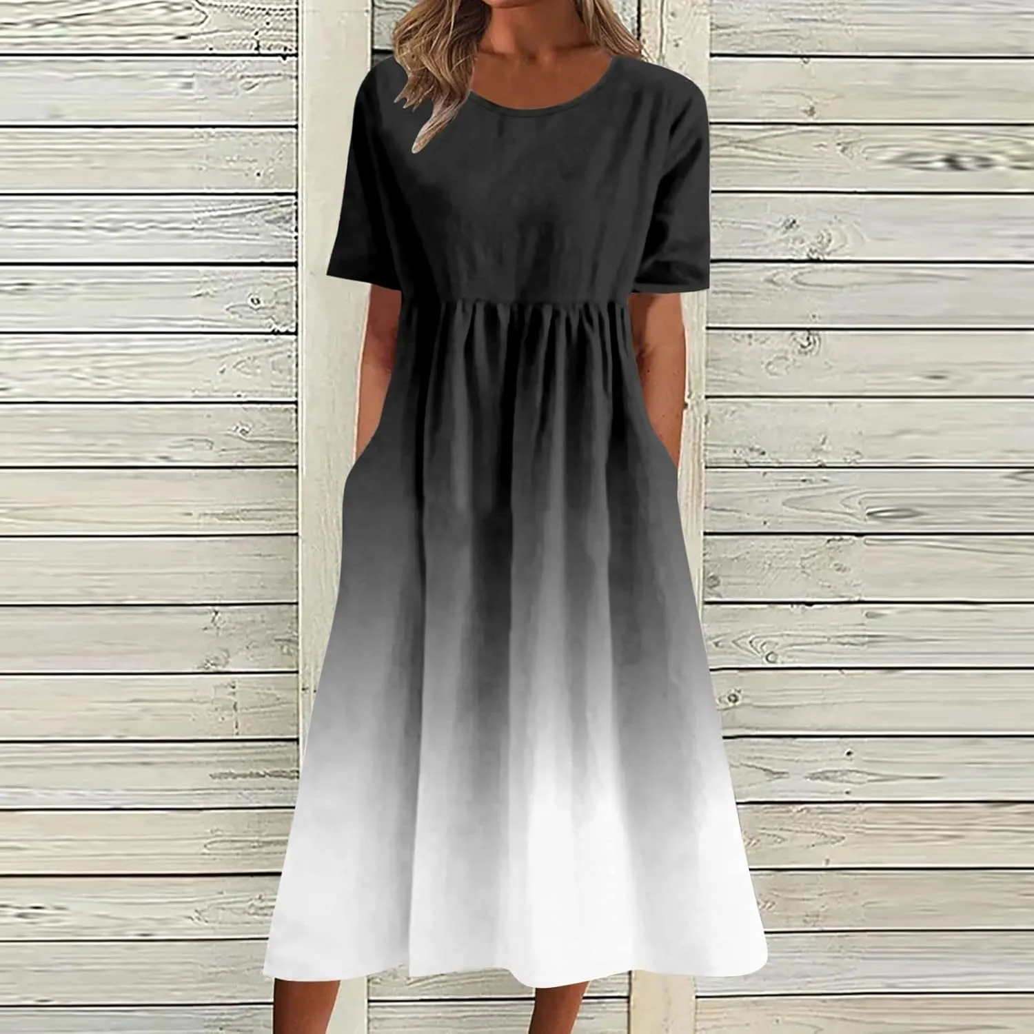 Midi Dresses for Women 2024 Casual Summer Fashion Short Sleeve T Shirts Dress Boho Beach Vacation Floral Print Cute Sundress