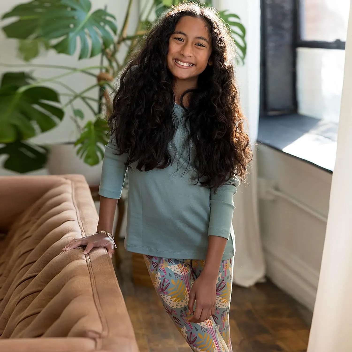 Mightly Girls Fair Trade Organic Cotton Long Sleeve Ribbed Scoop Neck Tee