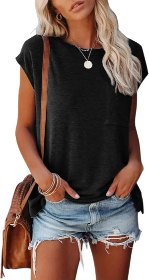 MIROL Women's Short Sleeve Tunic Tops 2025 Basic Loose T Shirts Solid Color Batwing Sleeve Casual Tee