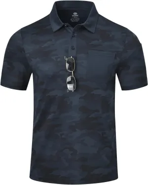 MoFiz Men's Camo Polo Golf Shirt Hiking Dry Fit Short Sleeve T-Shirts Pique Collared Polo Jersey