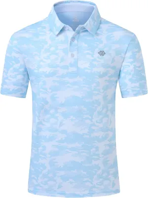 MoFiz Men's Camo Polo Golf Shirt Hiking Dry Fit Short Sleeve T-Shirts Pique Collared Polo Jersey