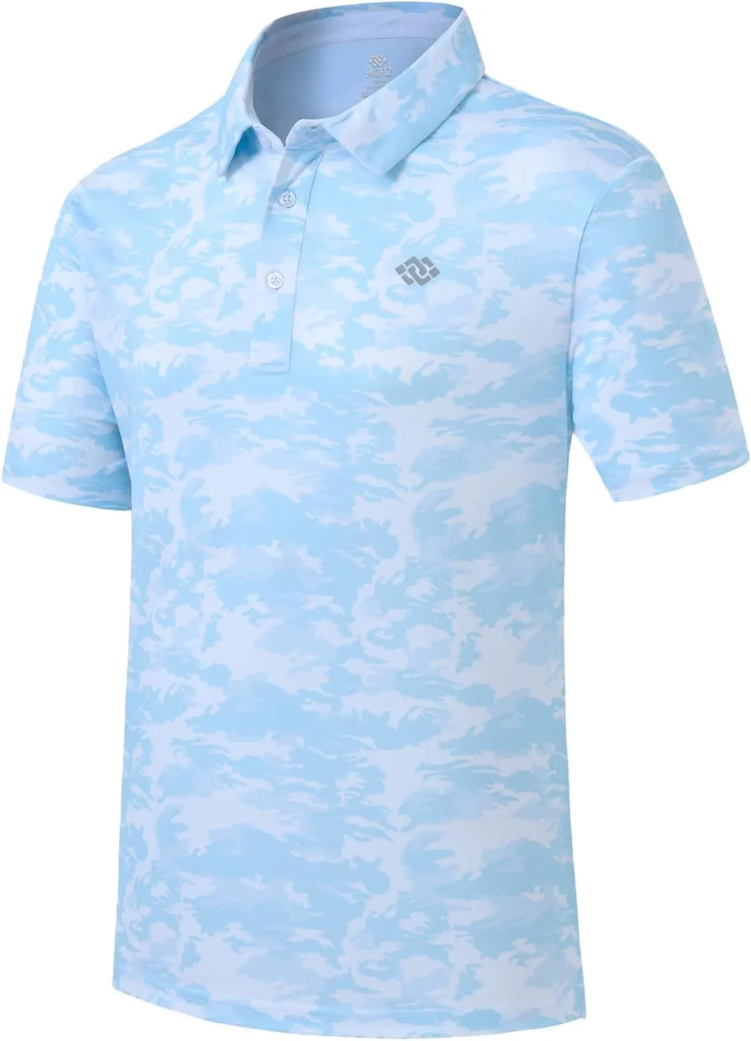 MoFiz Men's Camo Polo Golf Shirt Hiking Dry Fit Short Sleeve T-Shirts Pique Collared Polo Jersey