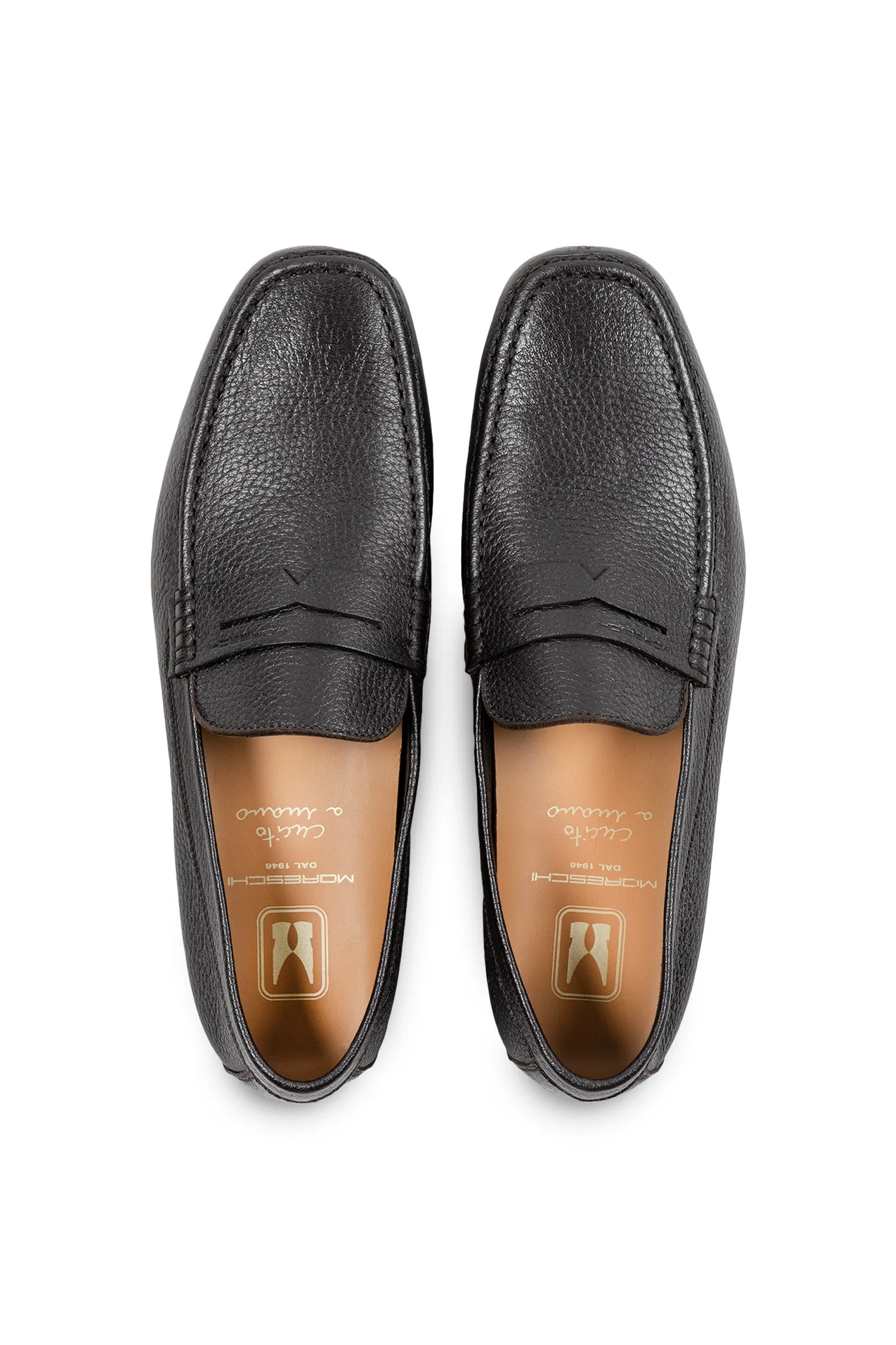 MORESCHI Dark Brown Minorca Leather Loafers