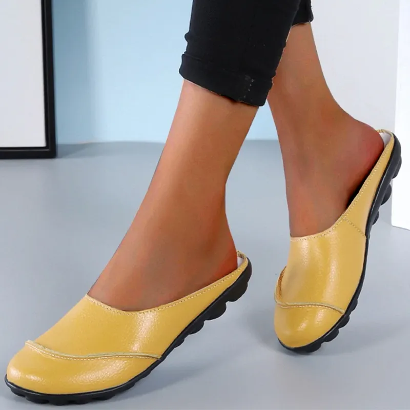 Nanccy Slippers Wear Leather Soft Soles And Comfortable Flat Shoes